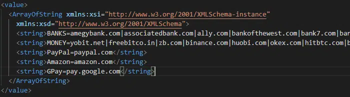 Figure 10 Domains targeted for session hijacking.