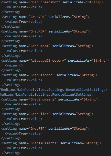 Figure 12 Applications, screenshot and FTP credentials grabbing configuration.