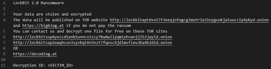 Figure 5 - Text ransom note