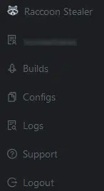 Raccoon Stealer menu options