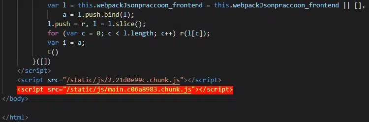 Raccoon Stealer Control panel HTML including the 'revealing' JavaScript resource