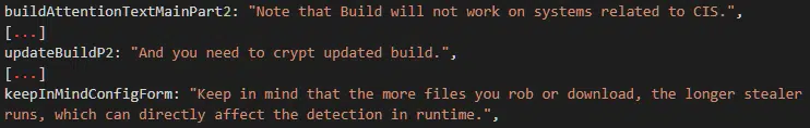 Raccoon Stealer build/Config warnings
