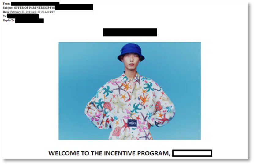 Recent malware campaign impersonating large retailers to target social media influencers _4