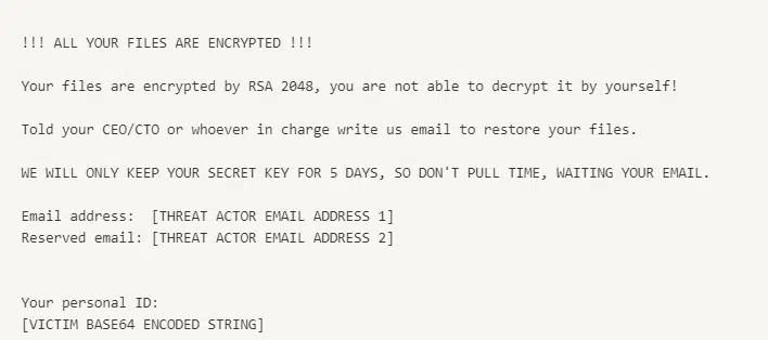 Figure 16 - Ransom note