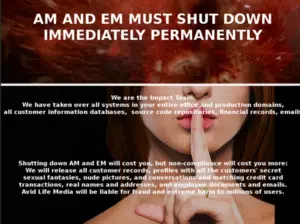 Ashley Maddison Website Defacement
