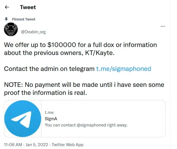 Doxbin’s admin blaming the former one for the breach and looking to buy information