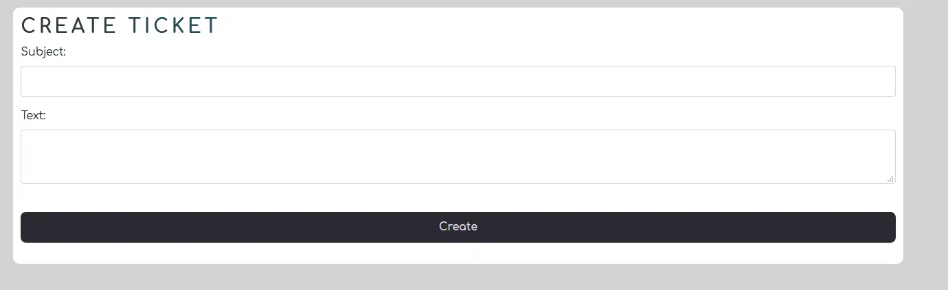 Create Ticket as appears in the Ticket Tab