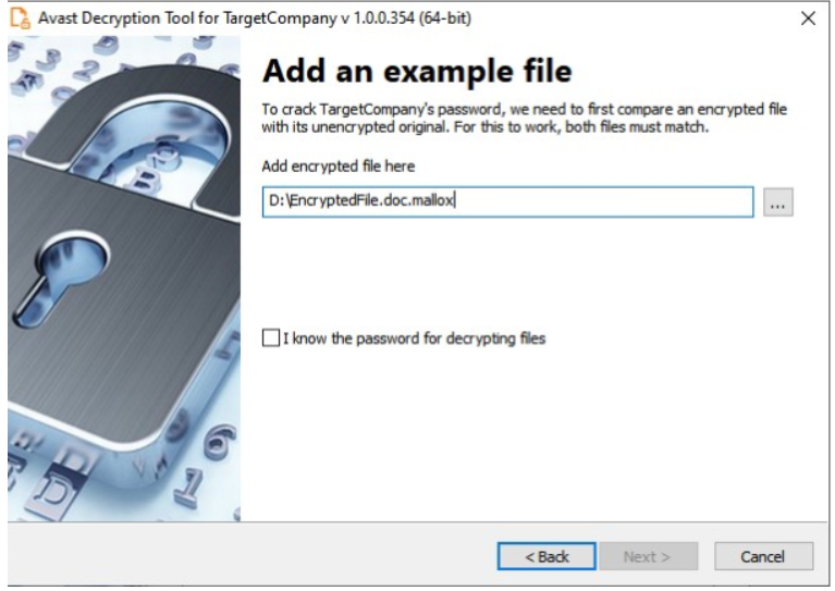 Avast Decryption Tool for TargetCompany - adding .mallox