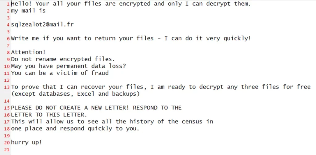 Figure 2: Snatch ransom note