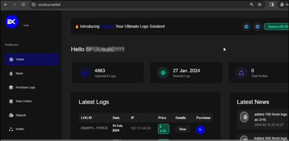 Figure 1: Exodus Homepage