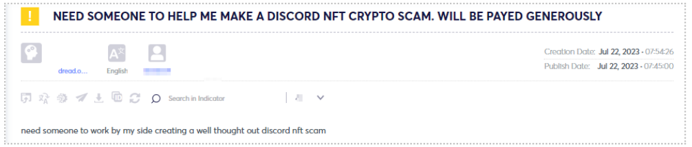 Figure 6 – Crypto Scam Project searching for partners.