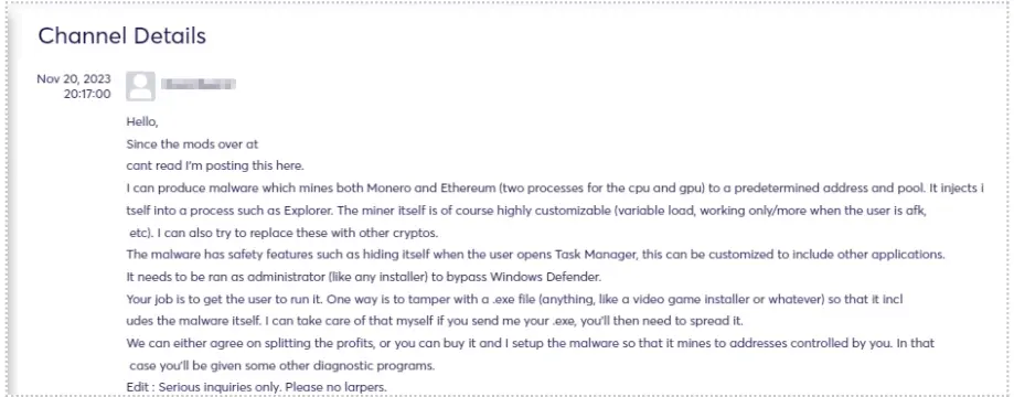 Figure 21 – Crypto Phishing – malware production for Ethereum service