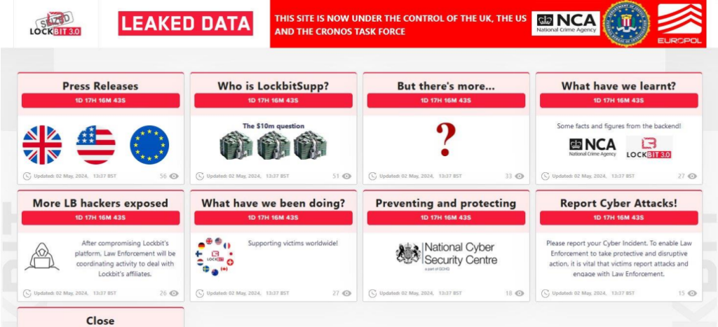 Lockbit site under control of the Cronos task force