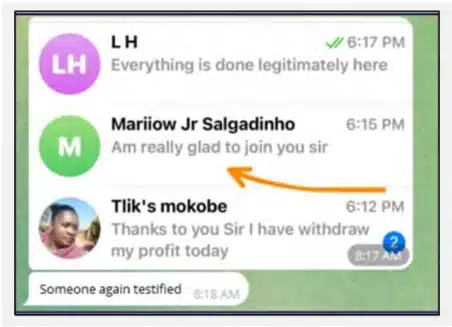 Figure 26: Fake screenshots of supposed satisfied customers used to build trust and credibility.