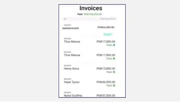 Figure 28: The threat actor provided invoices implying a connection to Papua New Guinea.