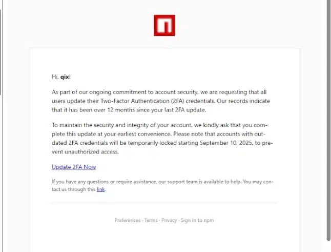 Figure 2: The Phishing Email
