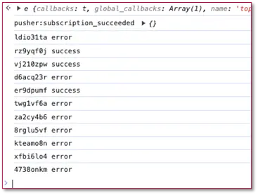 Figure 4: Messages sent over the broadcast Pusher channel (one of the methods in the iterative improvements)