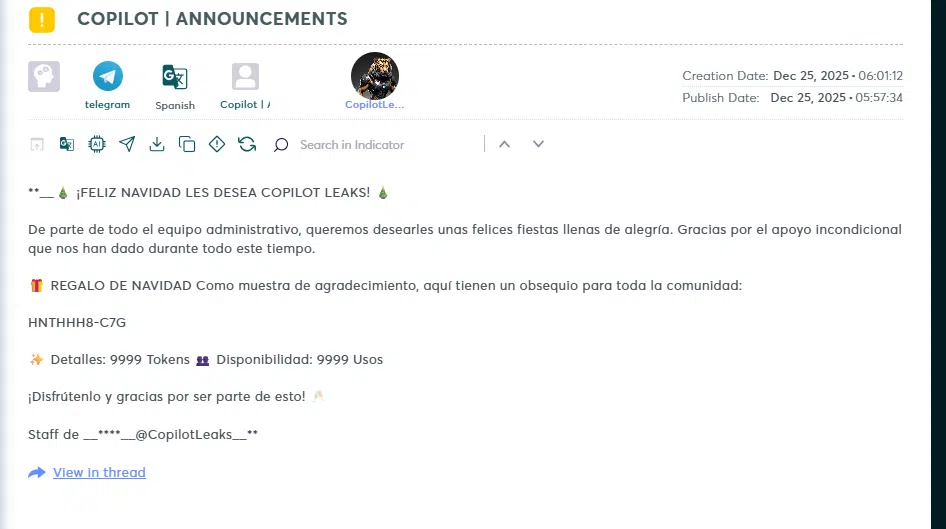 CopilotLeaks Christmas 2025 - Telegram